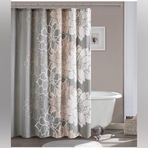 Madison Park Gray and Pink Floral Shower Curtain